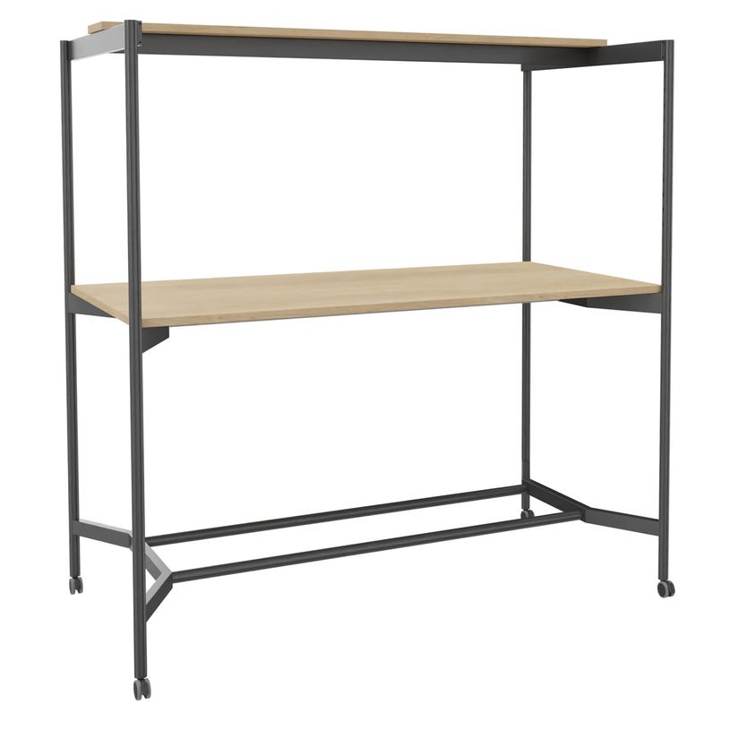 3253310546899-Table Coworking ELKI - L180 - plateau imitation chene clair - pied carbone-P_405232793_1-0