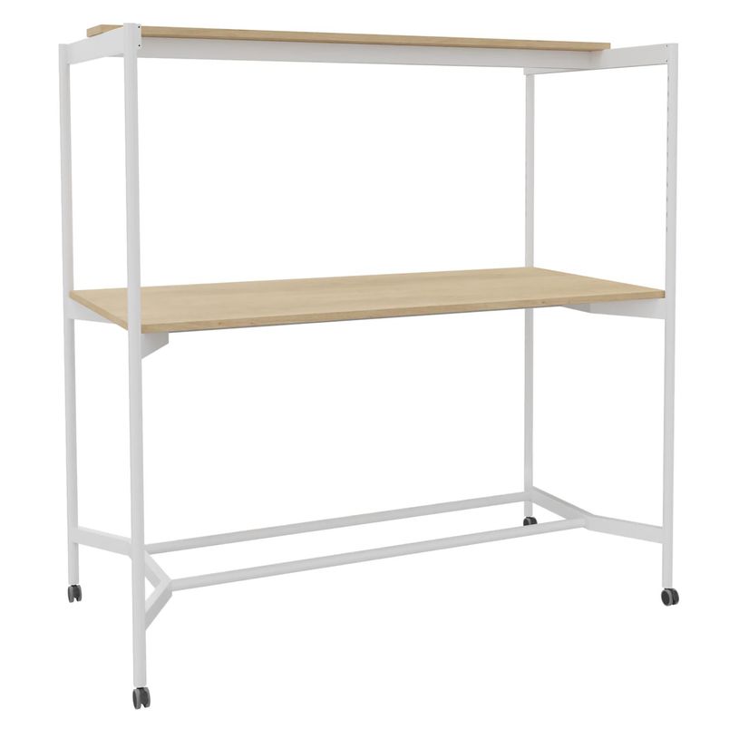 3253310546905-Table Coworking ELKI - L180 - plateau imitation chene clair - pied blanc-P_405232794_1-0