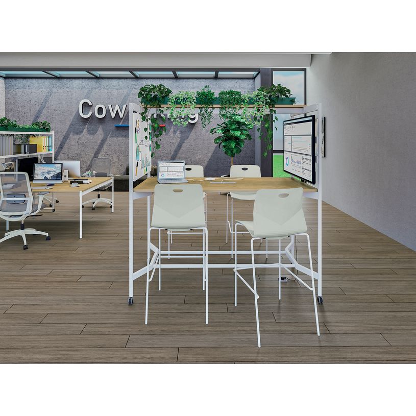 3253310546905-Table Coworking ELKI - L180 - plateau imitation chene clair - pied blanc-P_405232794_3-2