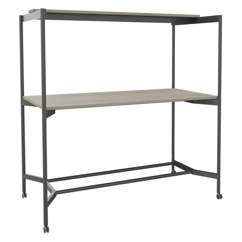 3253310546950-Table Coworking ELKI - L180 - plateau imitation chene gris - pied carbone-P_405232798_1-0