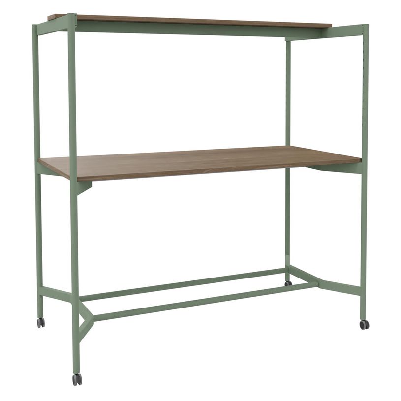 3253310547001-Table Coworking ELKI - L180 - plateau imitation noyer - pied vert sauge-P_405232803_1-0