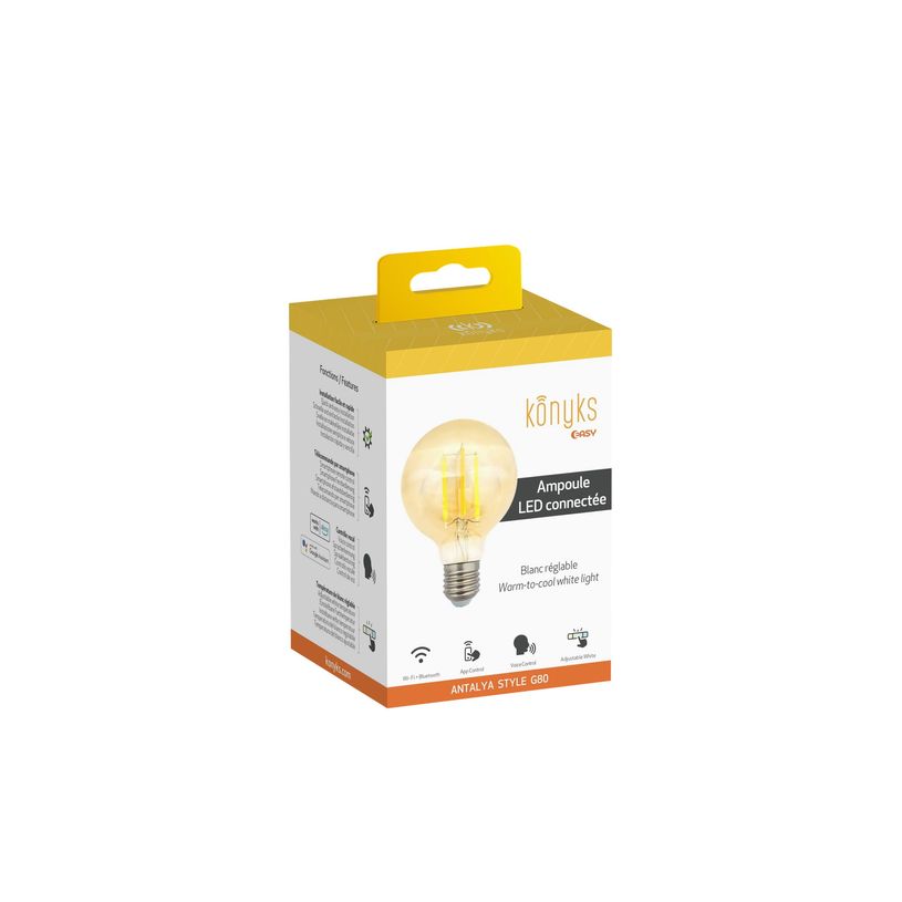 3770024338270-Konyks Antalya Style - Ampoule LED - forme : G80 - E27 - 7 W - lumière blanche chaude à -P_405232822_3-3