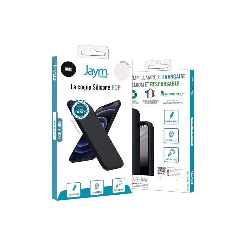 3701263528740-JAYM POP - Coque de protection pour téléphone portable - silicone liquide - noir - pour -P_405232952_1-4