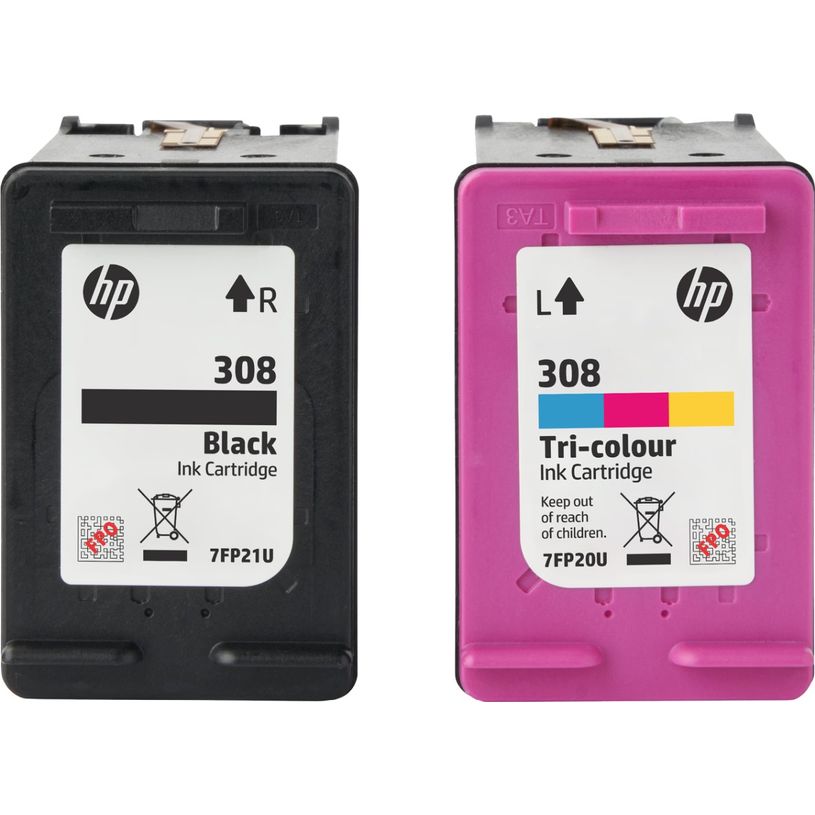 0196786390135-HP 308 - Pack de 2 - noir, jaune, cyan, magenta - cartouche d'encre originale (6L6S6UE)--1