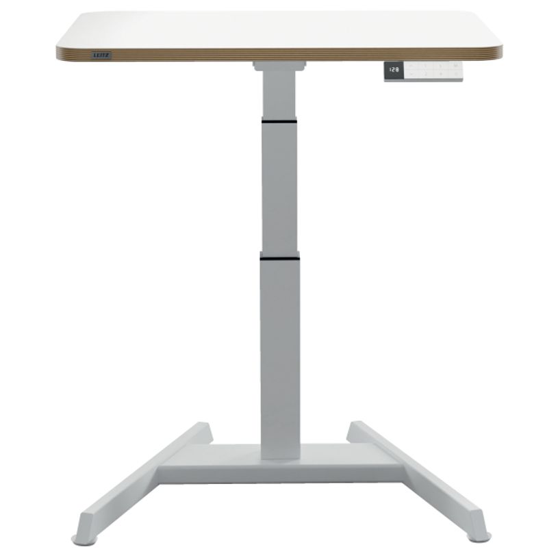 4002432138371-Bureau ERGO – Bureau assis-debout compact – Réglage électrique 65-130cm – Blanc--0