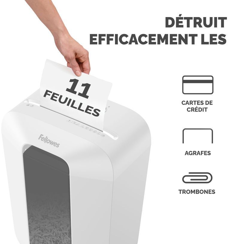 0043859797158-Fellowes Powershred LX70 - destructeur de documents coupe croisée - 11 feuilles - Corbeil-P_405233019_3-2