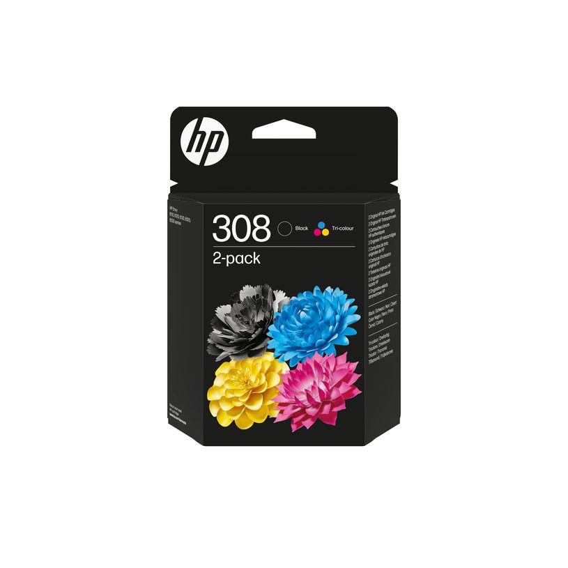 0199764688613-HP 308 - Pack de 2 - noir, jaune, cyan, magenta - cartouche d'encre originale (6L6S6UE)-P_405233056_45-14