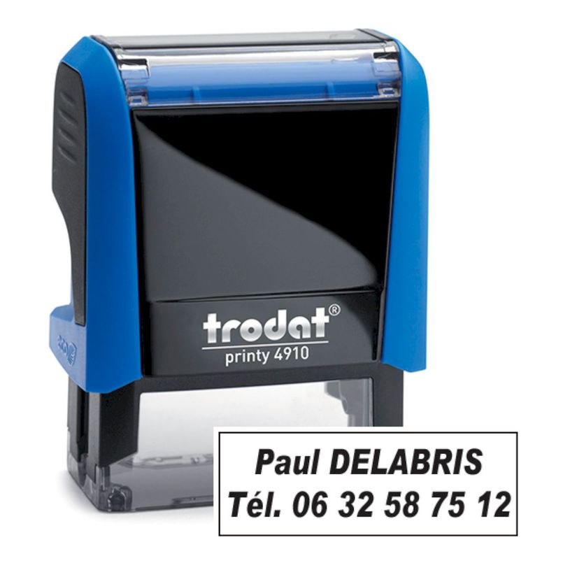 0092399531401-Tampon personnalisé avec 2 lignes - zone d'impression 26 x 9 mm - Trodat Printy 4910 bleu-P_405233081_3-0