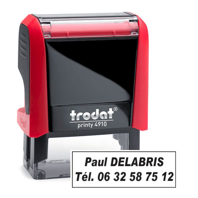 0092399531463-Tampon personnalisé avec 2 lignes - zone d'impression 26 x 9 mm - Trodat Printy 4910 roug-P_405233082_3-0