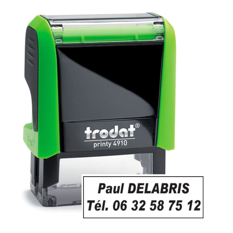 0092399531609-Tampon personnalisé avec 2 lignes - zone d'impression 26 x 9 mm - Trodat Printy 4910 vert-P_405233083_3-0
