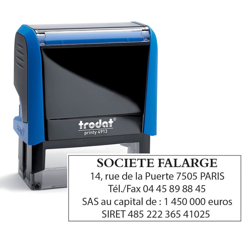 0092399431855-Tampon personnalisé avec 5 lignes - zone d'impression 58 x 22 mm - Trodat Printy 4913 ble-P_405233093_3-0