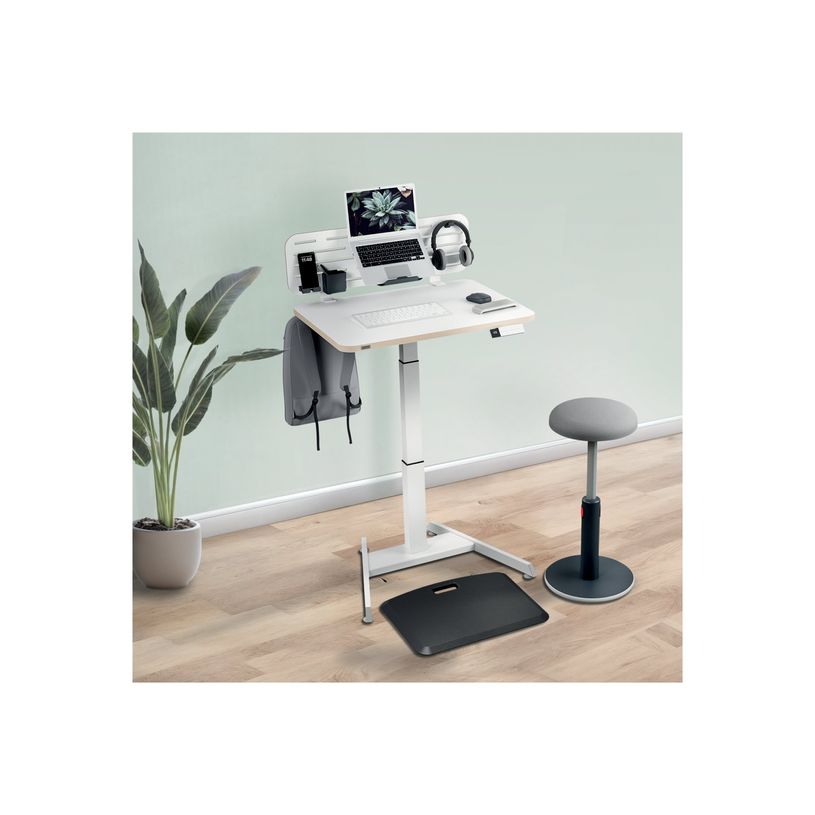 4002432138371-Bureau ERGO – Bureau assis-debout compact – Réglage électrique 65-130cm – Blanc-P_405233191_3-6