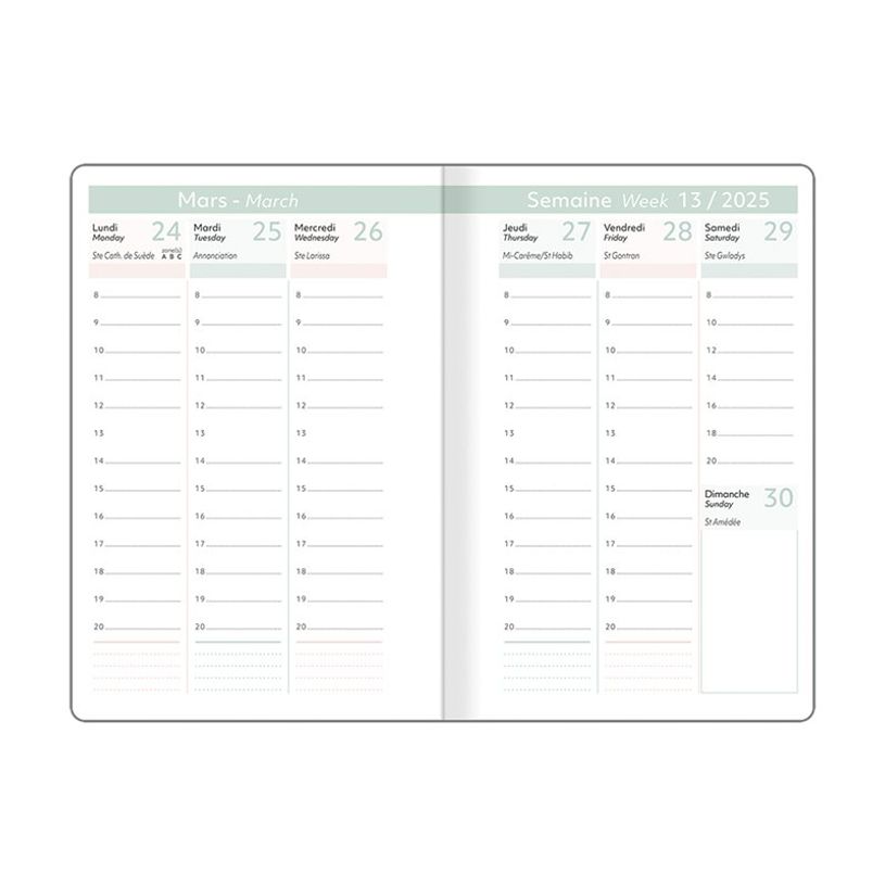 3664447181042-Oberthur Anahita - Agenda - 2025 - semainier - mini - 100 x 150 mm - 128 pages -  blanc - -P_405233849_1-1