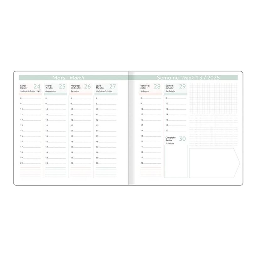 3664447180960-Oberthur Anahita - Agenda - 2025 - carré - 165 x 165 mm - 128 pages -  blanc - countrysid-P_405233853_1-1