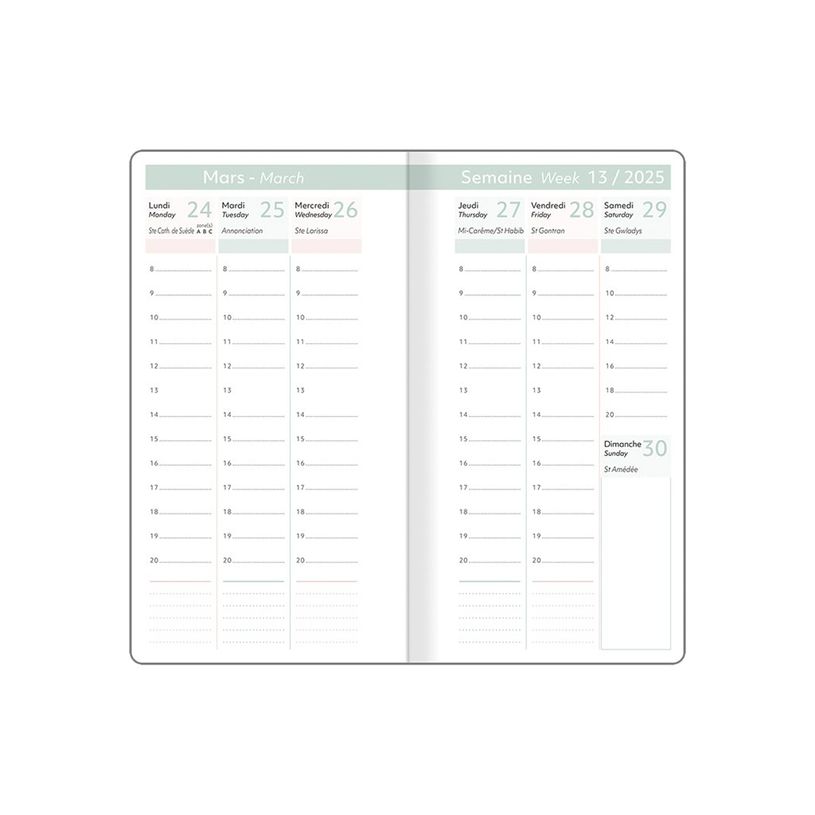 3664447180991-Oberthur Anahita - Agenda - 2025 - semainier - poche - 95 x 175 mm - 128 pages -  blanc - -P_405233857_1-1