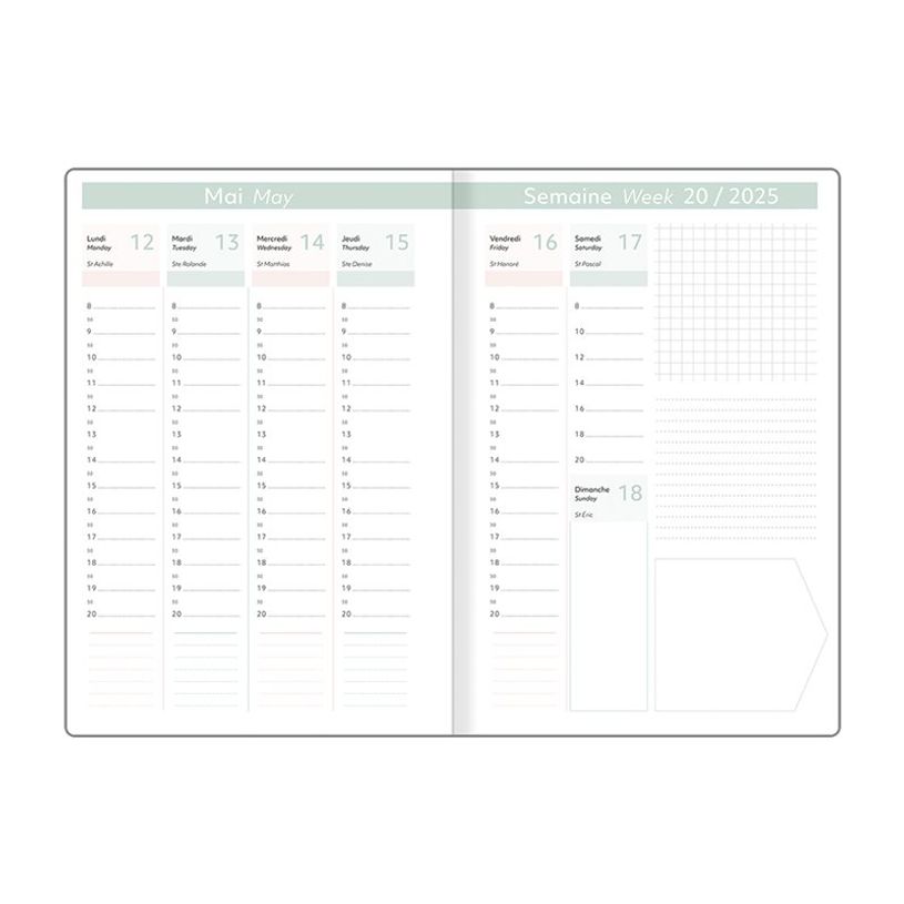 3664447180915-Oberthur Anahita - Agenda - 2025 - semainier - moyen - 170 x 245 mm - 128 pages -  blanc --P_405233860_5-3