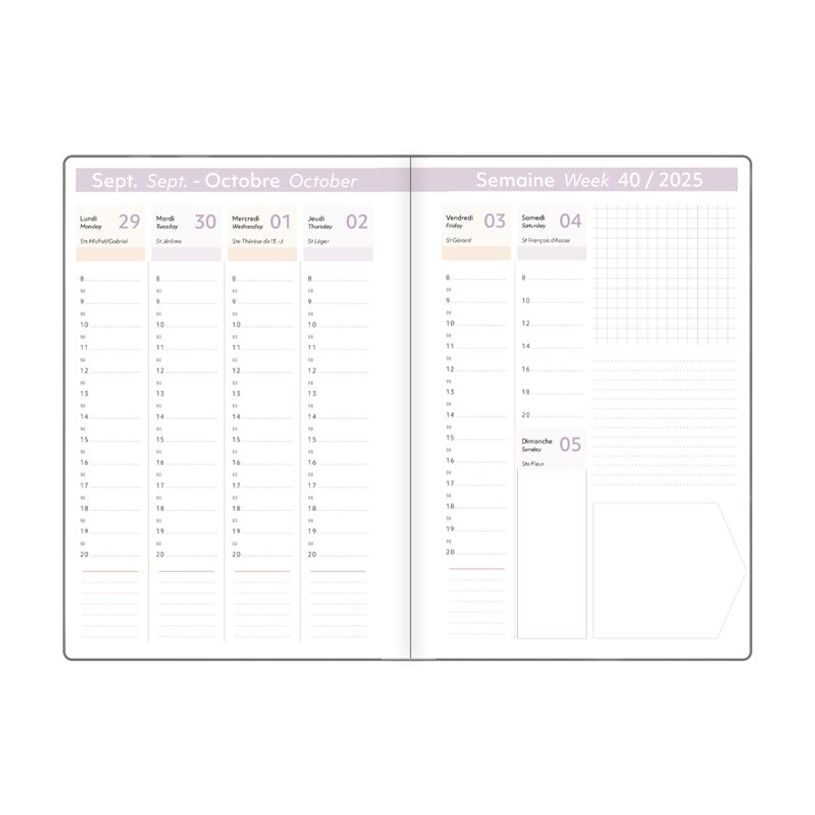 3664447180939-Oberthur Anahita - Agenda - 2025 - semainier - moyen - 170 x 245 mm - 128 pages -  blanc --P_405233861_1-2