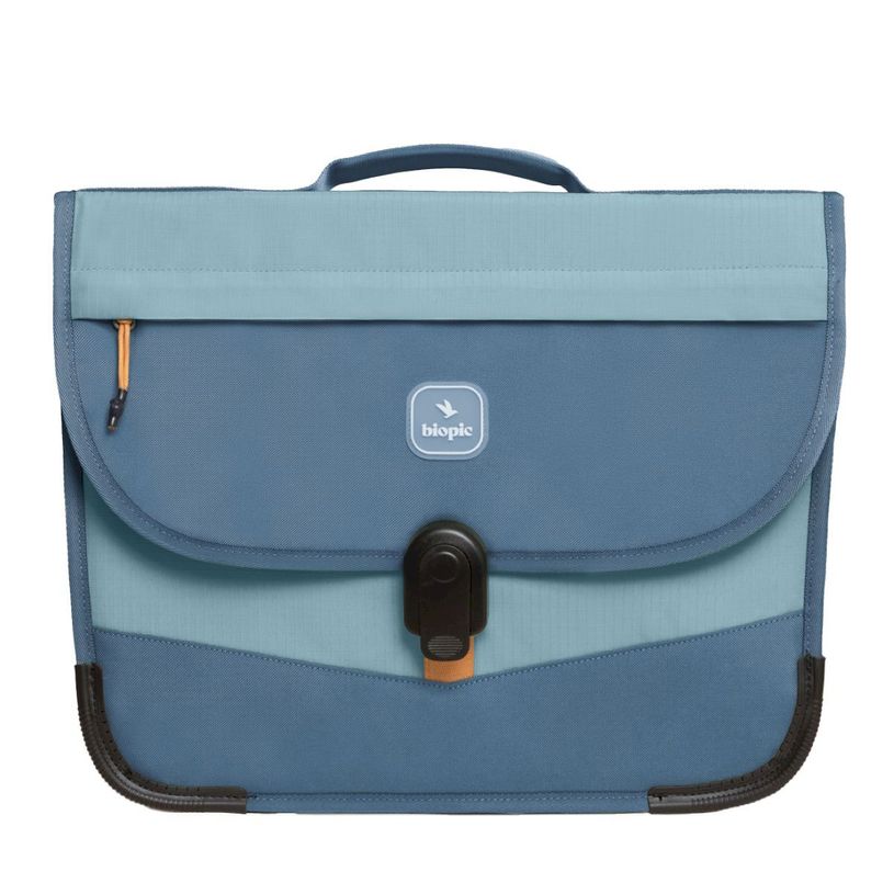 -Cartable scolaire Léo - 38 cm - 2 compartiments - bleu - Biopic--0