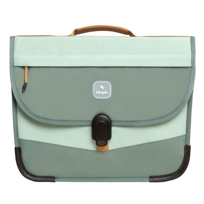 -Cartable scolaire Léo - 38 cm - 2 compartiments - kaki - Biopic--0