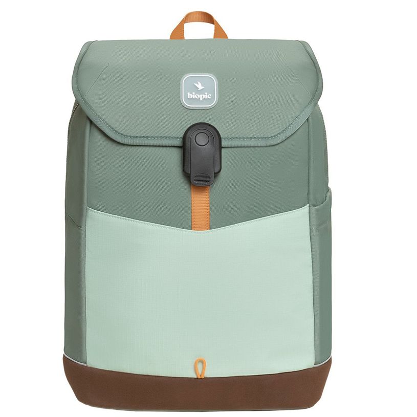 -Sac à dos scolaire Noah - 43,5 cm - 1 compartiment - kaki - Biopic--0