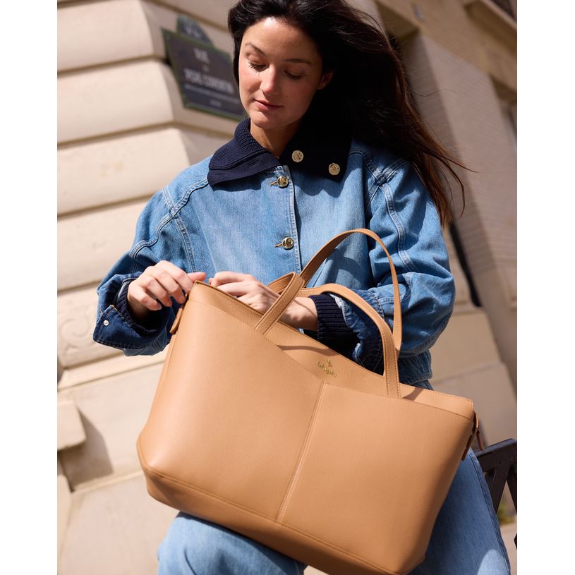 0404052342239-Sac cabas Sofia - 43 cm - 2 compartiments - camel - Biopic--4