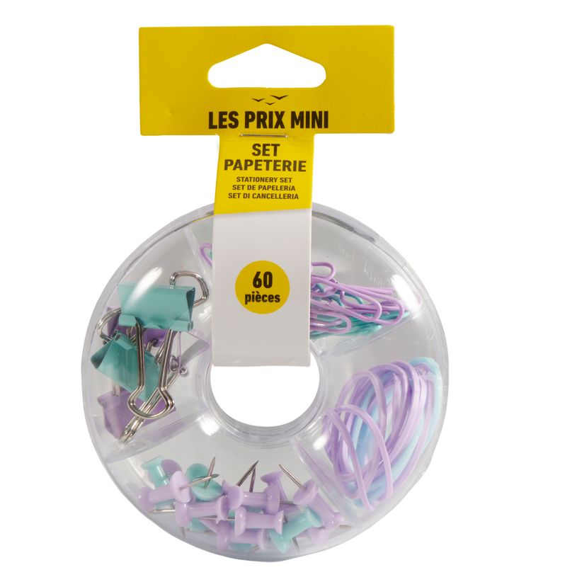 3539012005415-Prix Mini: 20 clips variados, 15 gomas elásticas, 20 chinchetas y 5 clips--0