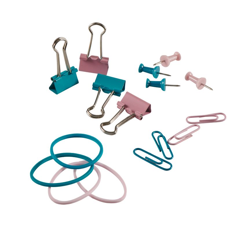 3539012005415-Prix Mini: 20 clips variados, 15 gomas elásticas, 20 chinchetas y 5 clips--9