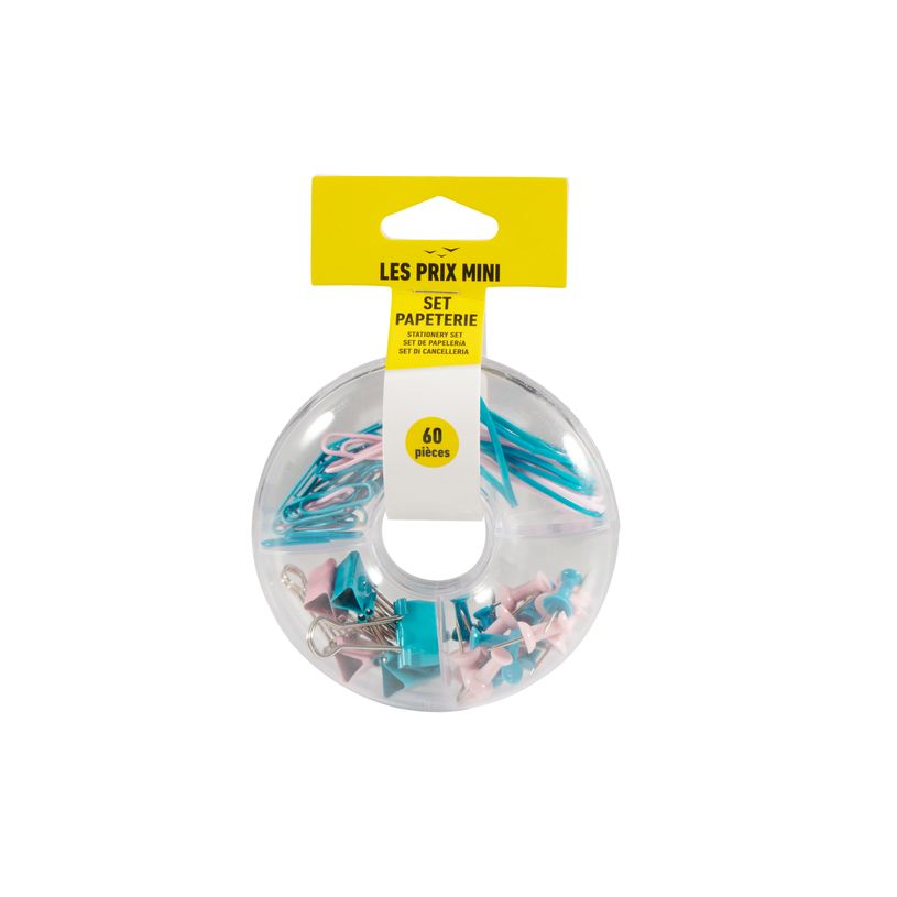 3539012005415-Prix Mini: 20 clips variados, 15 gomas elásticas, 20 chinchetas y 5 clips--3