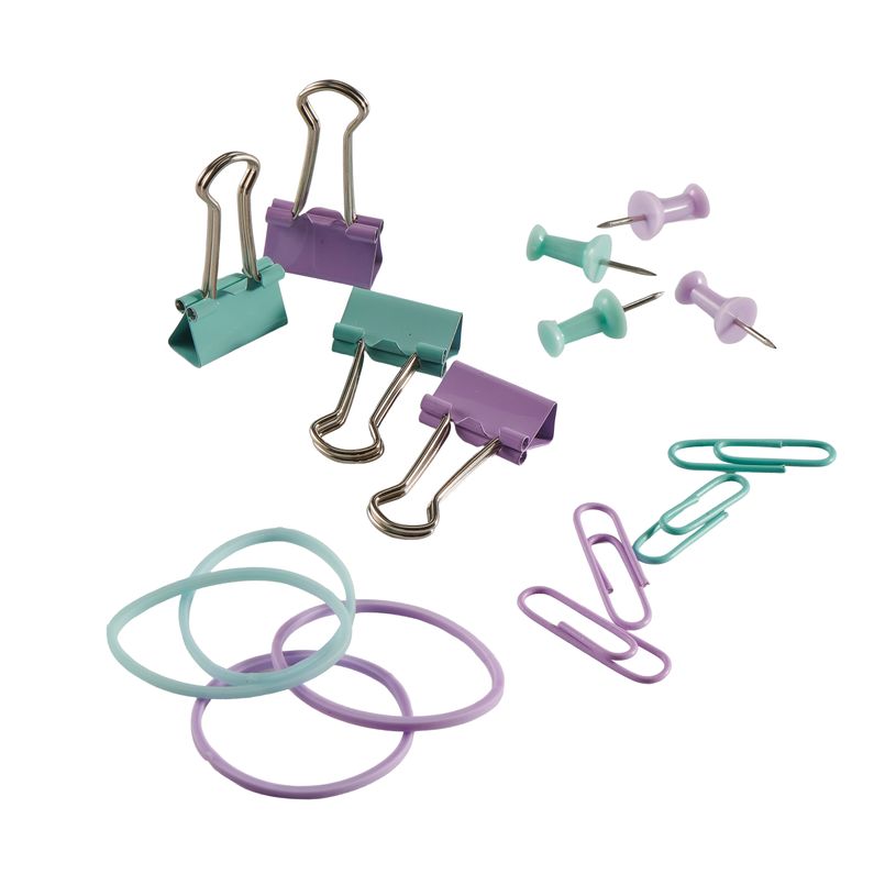 3539012005415-Prix Mini: 20 clips variados, 15 gomas elásticas, 20 chinchetas y 5 clips--8