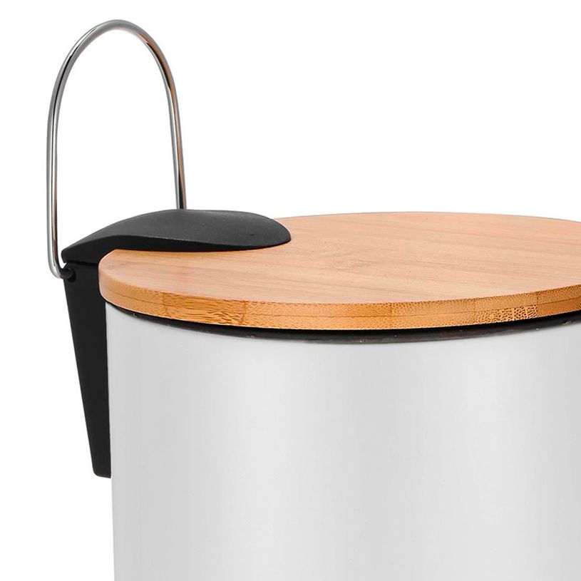 3304993543641-Frandis - Poubelle de salle de bain avec couvercle en bambou - 3L - blanc--1