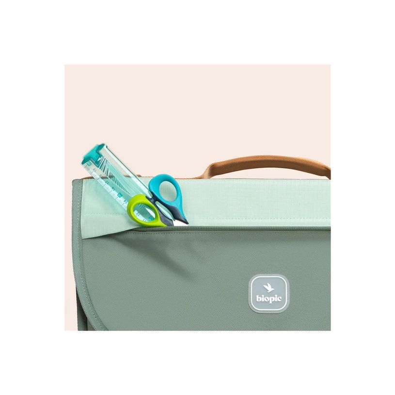 -Cartable scolaire Léo - 38 cm - 2 compartiments - kaki - Biopic-P_405234213_15-10