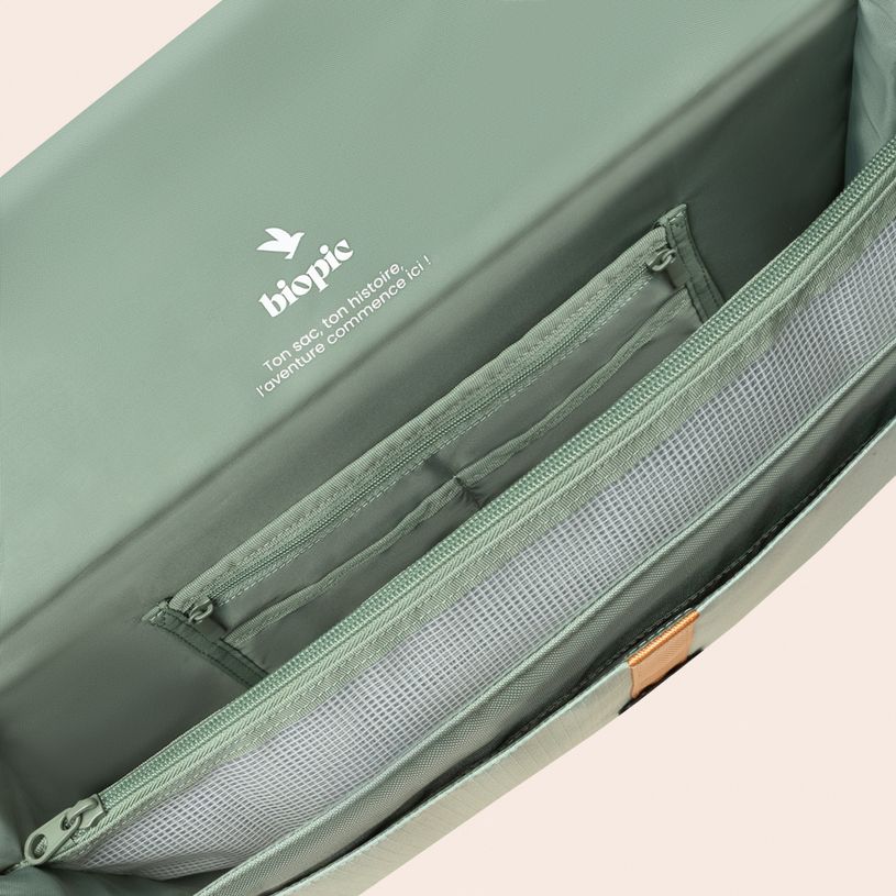 -Cartable scolaire Léo - 38 cm - 2 compartiments - kaki - Biopic-P_405234213_6-5