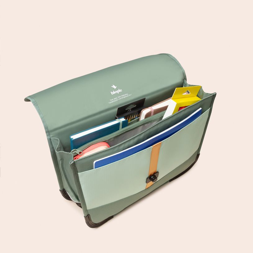 -Cartable scolaire Léo - 38 cm - 2 compartiments - kaki - Biopic-P_405234213_7-6
