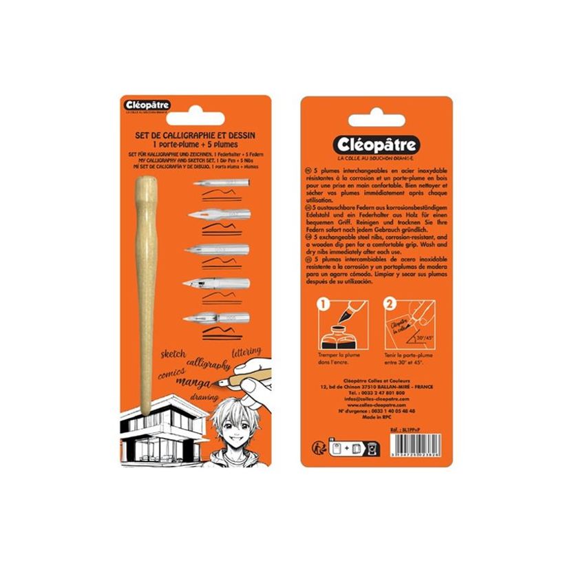 3134725023826-Cléopâtre - 1 porte plume + 5 plumes interchangeables-P_405234320_1-1