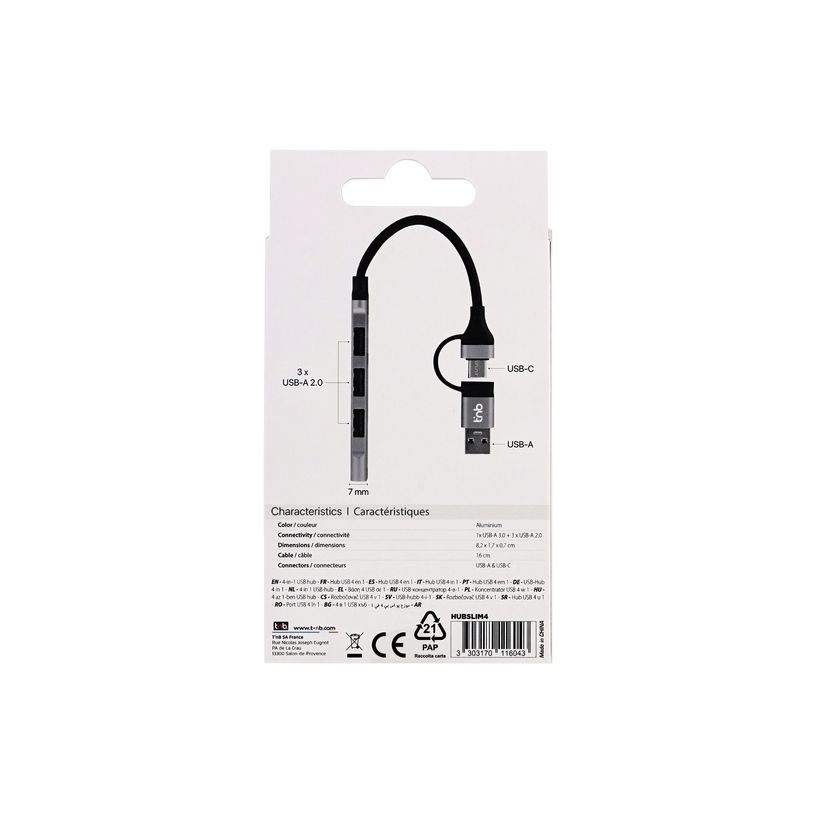3303170116043-T'nB iClick - Hub - ultra mince - 1 x SuperSpeed USB 3.0 + 3 x USB 2.0 - de bureau-P_405234333_4-2
