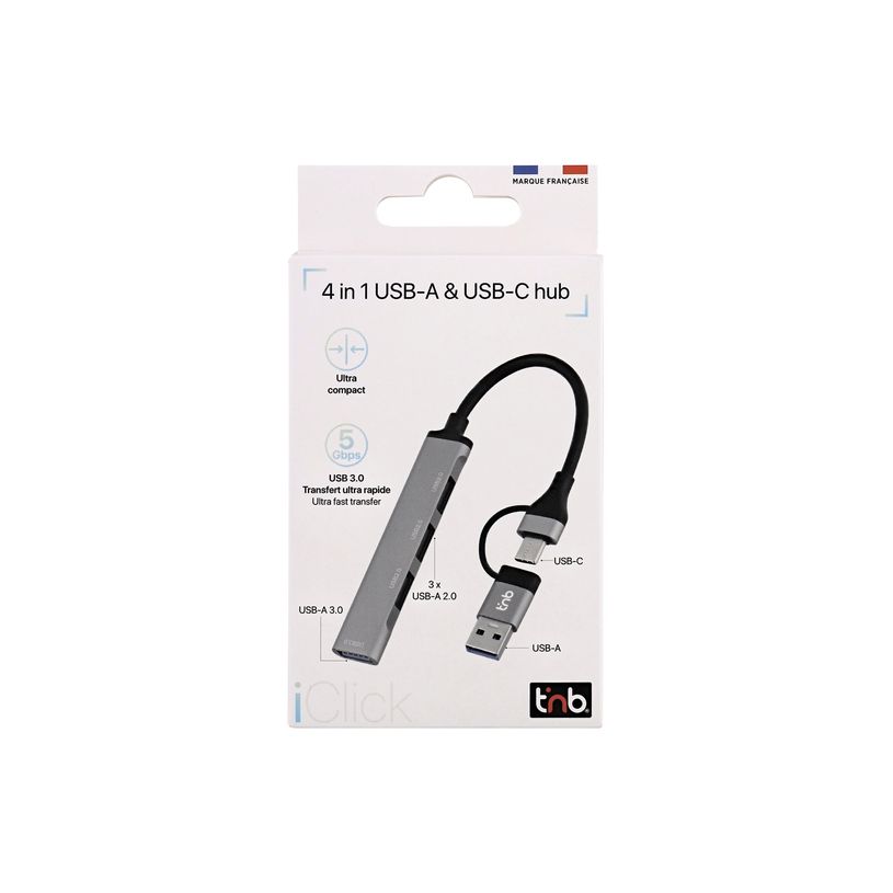 3303170116043-T'nB iClick - Hub - ultra mince - 1 x SuperSpeed USB 3.0 + 3 x USB 2.0 - de bureau-P_405234333_5-4