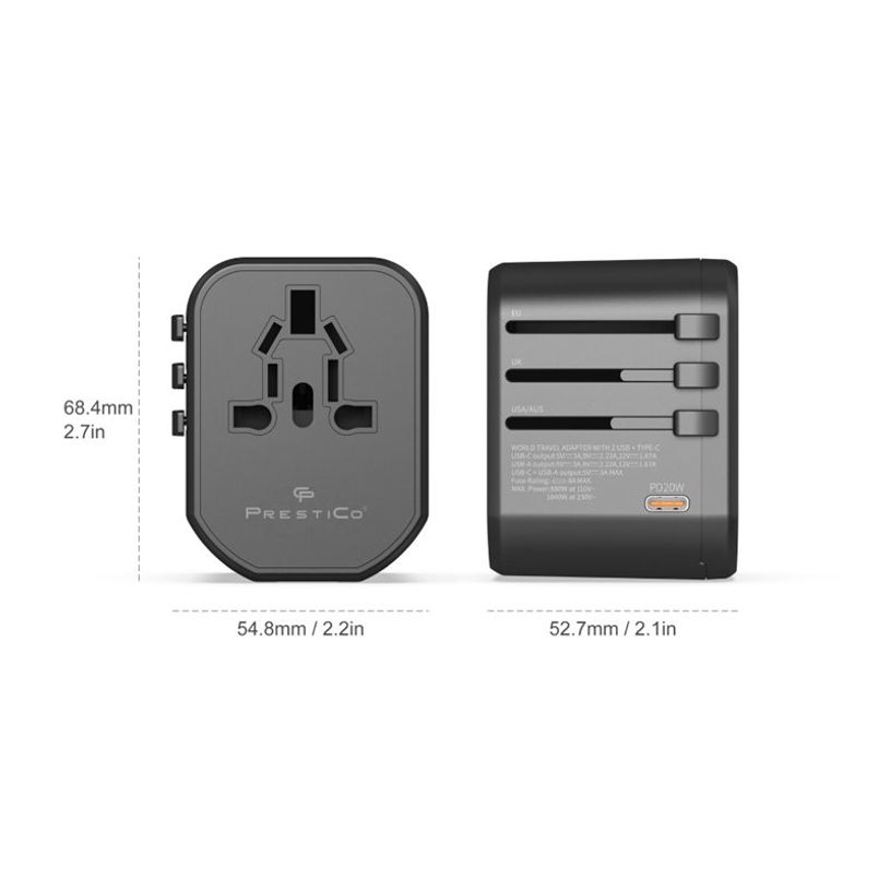 5904643049837-PRESTICO AC4 - Adaptateur pour prise d'alimentation avec adaptateur de charge USB pour USB, 24 pin USB-C (F) - CA 100-240 V - Pri-P_405234697_2-3
