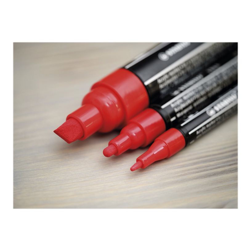 4006381615136-STABILO FREE T100 Royal - 5 Marqueurs- permanent - noir, rouge, jaune, bleu foncé, vert turquoise - opaque - encre acryliqu-P_405234764_5-4