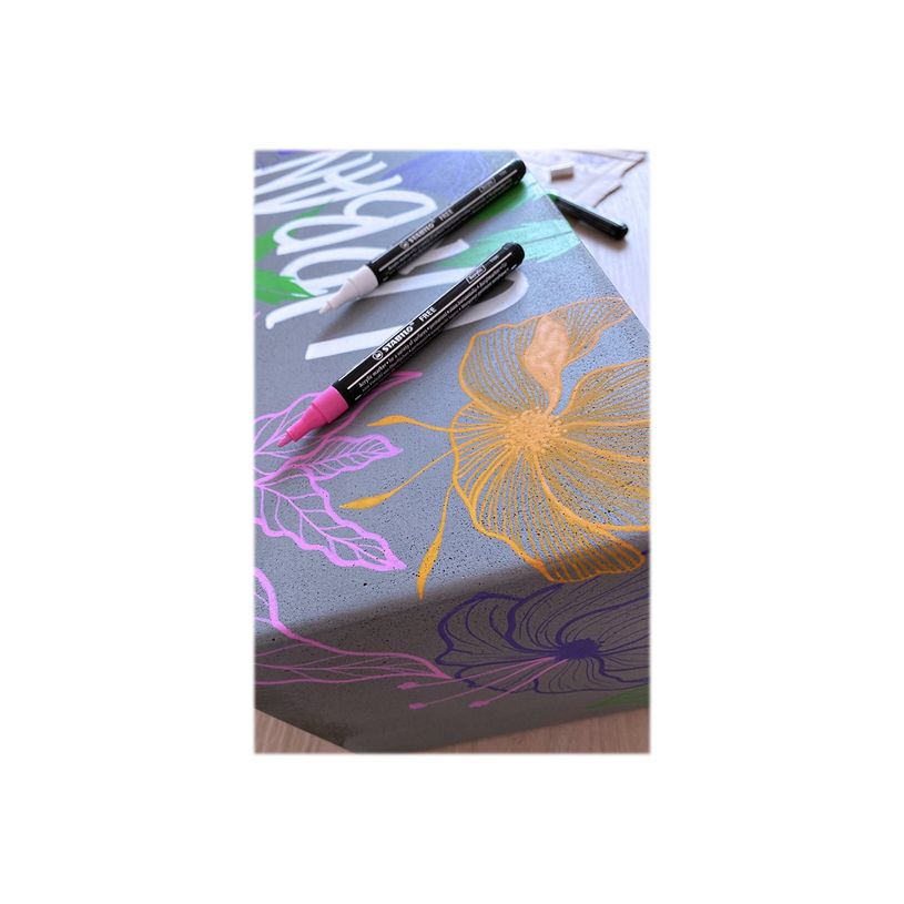 4006381615136-STABILO FREE T100 Royal - 5 Marqueurs- permanent - noir, rouge, jaune, bleu foncé, vert turquoise - opaque - encre acryliqu-P_405234764_6-5