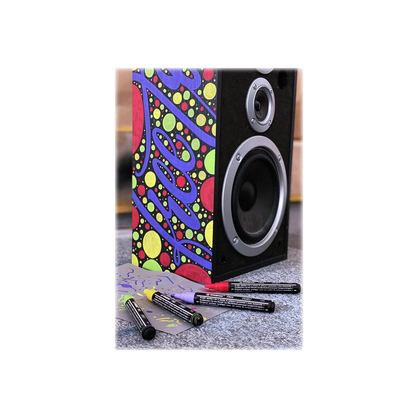 4006381615150-STABILO Free T300 Urban - 5 Marqueurs - permanent - noir, rouge, turquoise, bleu foncé, pourpre - opaque - encre acrylique -P_405234766_5-4