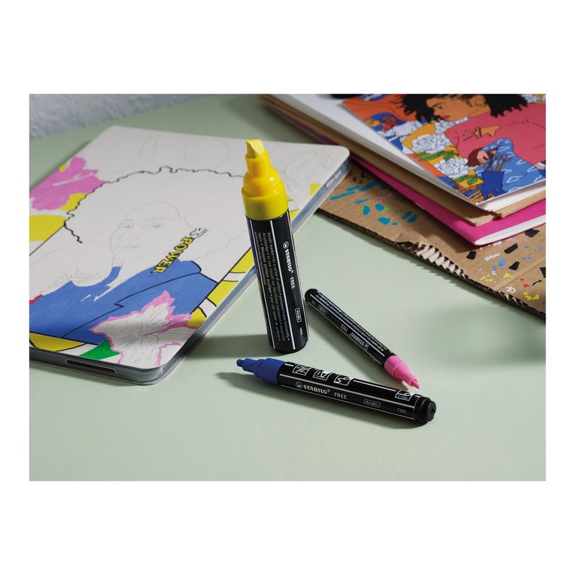 4006381615198-STABILO FREE INITIATION - 11 Marqueurs - permanent - couleurs assorties - opaque - encre a-P_405234770_4-2