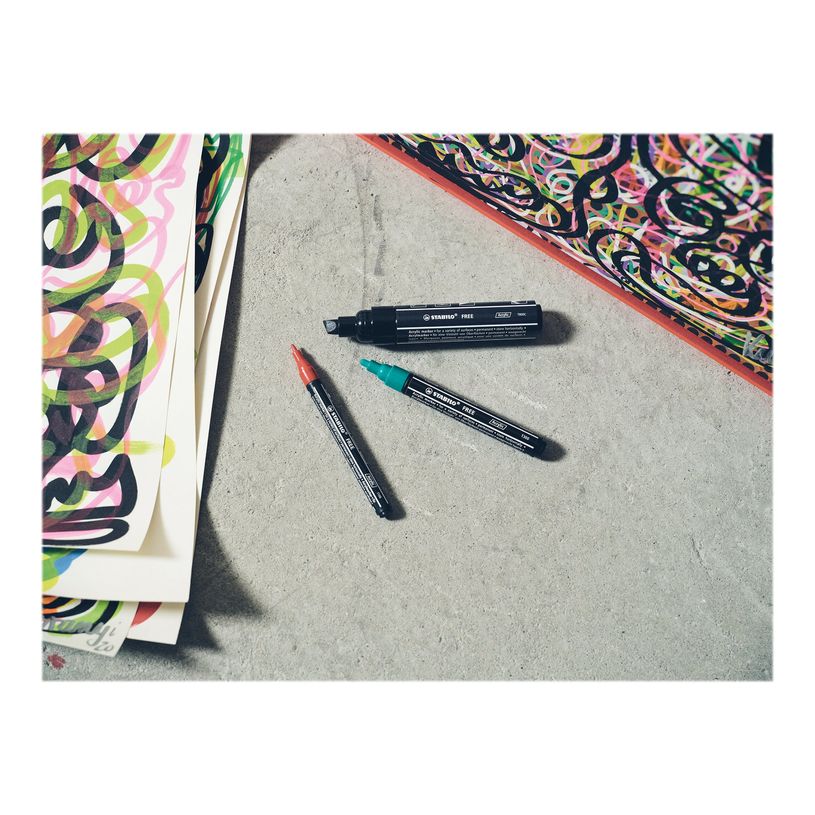 4006381615198-STABILO FREE INITIATION - 11 Marqueurs - permanent - couleurs assorties - opaque - encre a-P_405234770_7-5