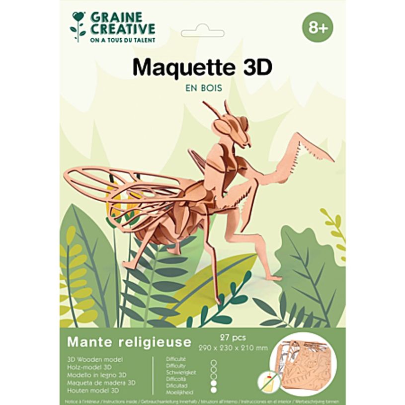 3532436509316-Graine Créative - Maquette 3D Mante Religieuse en Bois - Kit Créatif--0