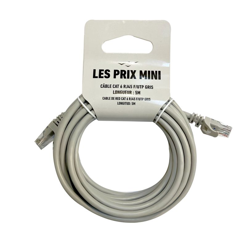 3700224771683-Cable RJ45 - F/UTP Cat 6 - 5m - gris - LES PRIX MINI--0