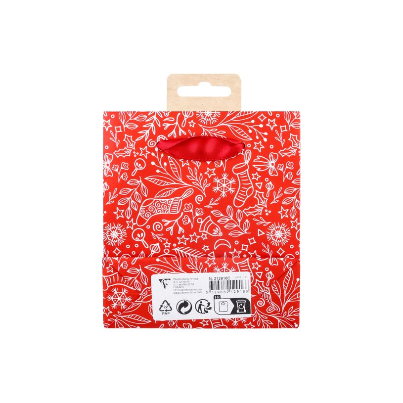 3329682129166-Clairefontaine Santa - Sac cadeau - 12 cm x 4.5 cm x 13.5 cm - rouge et blanc-P_405235047_1-4