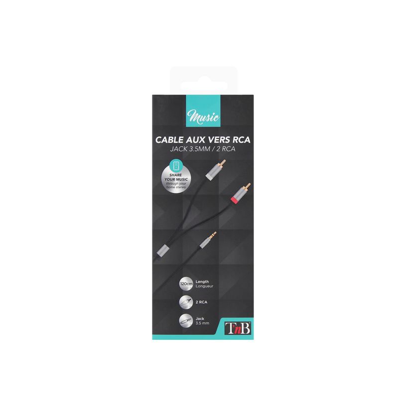 3303170086155-T'nB Music - Câble audio - mini-phone stereo 3.5 mm mâle pour RCA x 2 mâle - 1.2 m - no-P_405235057_3-2