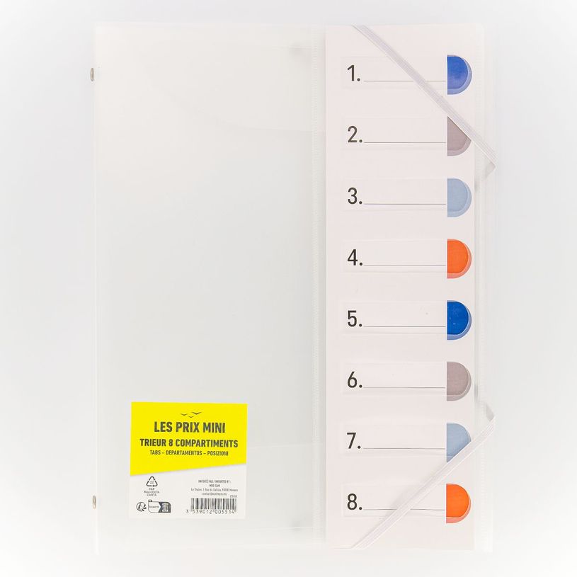 3539012005514-Les Prix Mini - Trieur pp A4 - 8 compartiments - 3 rabats - disponible dans différentes c-P_405235184_4-3