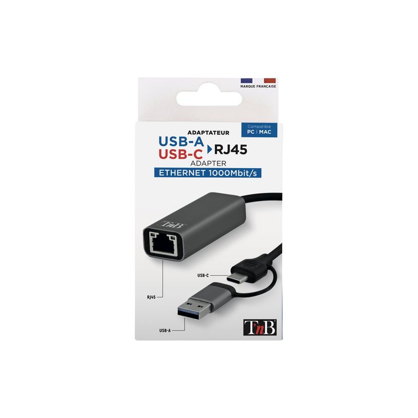3303170116319-T'nB - Adaptateur réseau - USB-C / USB-A vers RJ45 - gris-P_405235449_1-2