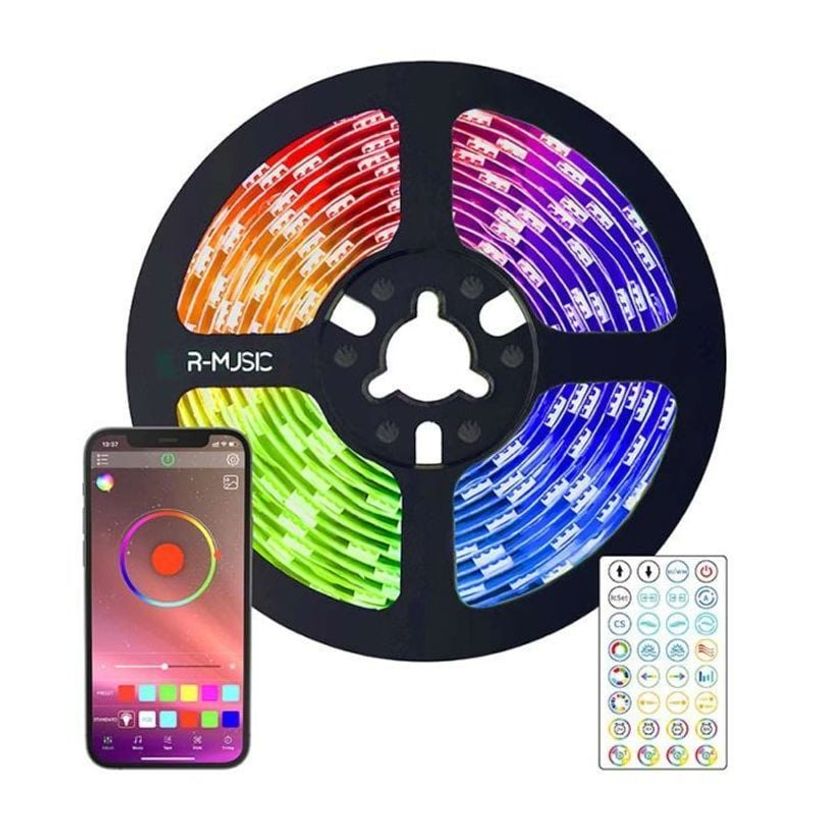 3700527312408-R-Music - Bande LED - 3m - Connecté avec app & Multicolore--0