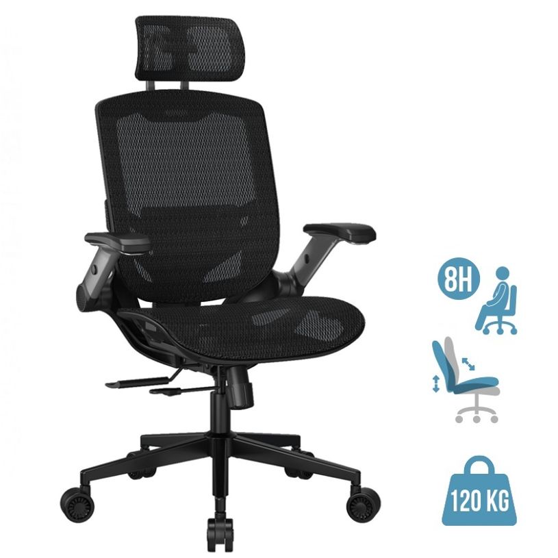 4710483778087-Fauteuil gamer SPEEDER ONE - accoudoirs réglables - appui-tête intégré - noir--0